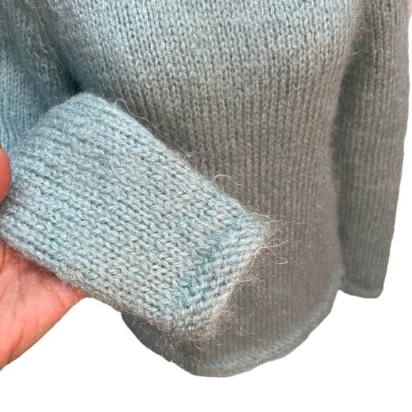𝅺handmade Hand Crafted Blue Acrylic Rolled Neck Sweater Size S/M - Picture 6 of 8